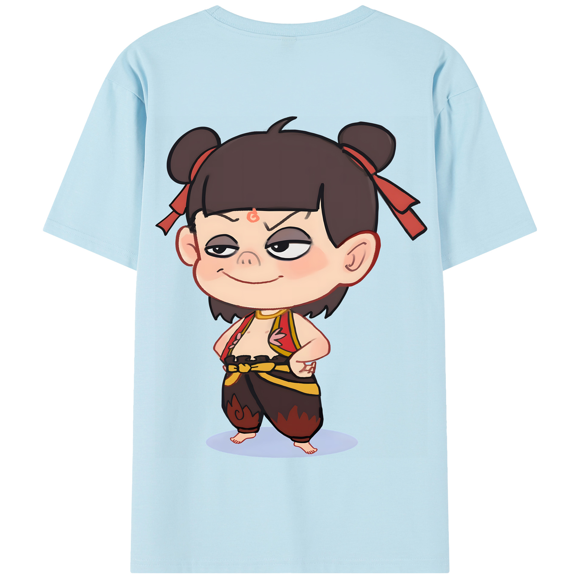（画像用） Ne Zha 2 ナタ 魔童の大暴れ 綿100％半袖Tシャツ（背面プリント）